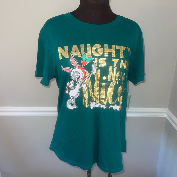 Looney Tunes Naughty Is The New Nice Christmas T Shirt Bugs Bunny Tweety Bird XL - Picture 1 of 3